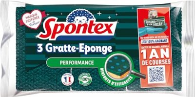 SPONTEX  Gratte-Eponge Super efficace - Lot de 3 packs de 3 &eacute;ponges