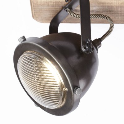 BRILLIANT Spot BRILiant 'Carmen Wood' anthracite 4x5W - Gris / Bois - Carr&eacute;