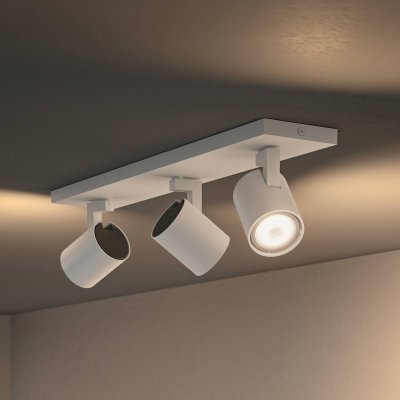 PHILIPS HUE Spot connect&eacute; 3 t&ecirc;tes - - Runner 3 x 5,5W et t&eacute;l&eacute;commande - Blanc 