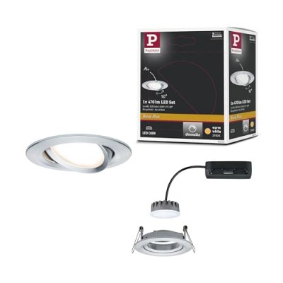 PAULMANN Spot encastr&eacute; LED Coin Slim orientable - Alu tourn&eacute; - 6.8W - 2700K - IP23 - Dimmable - Avec ampoule