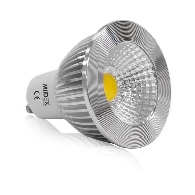 MIIDEX LIGHTING Spot LED GU10 COB 6W (&eacute;q 60W) 75&deg; Aluminium - Blanc Chaud 3000K