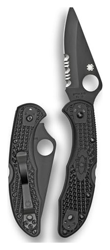 SPYDERCO  - c11psbbk - couteau  delica 4 tout noir a dents