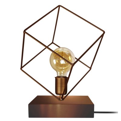 TOSEL Square - lampe a poser g&eacute;om&eacute;trique m&eacute;tal bronze