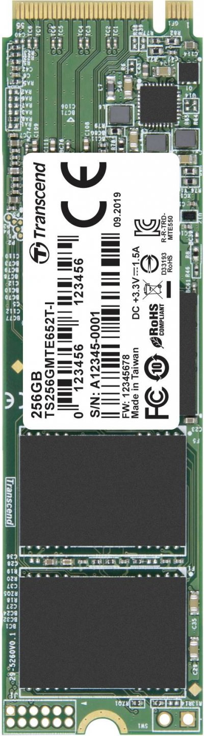 TRANSCEND SSD interne NVMe/PCIe M.2 MTE652T-I 256 GB PCIe NVMe 3.0 x4 TS256GMTE652T-I