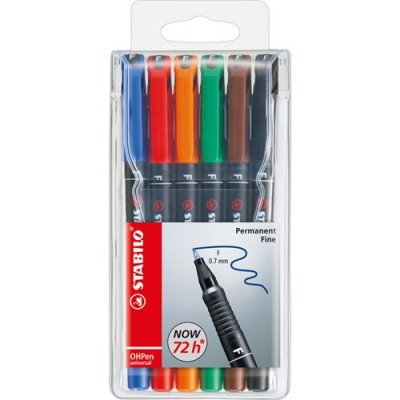 STABILO  - 1 x stylo feutre pour transparents PHPen universal,etui de 6
