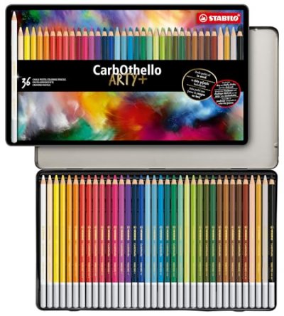 STABILO  Bo&icirc;te m&eacute;tal de 36 Crayon de couleur Fusain Pastel CarbOthello