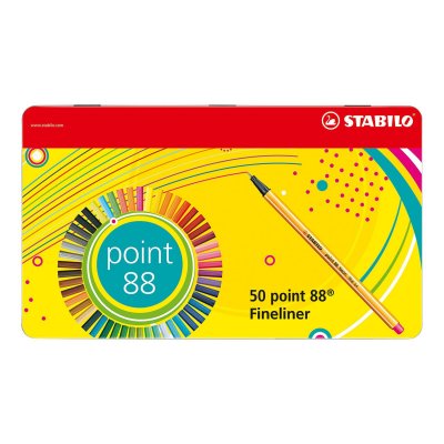 STABILO  -Bo&icirc;te m&eacute;tal x 50 stylos-feutres point 88 - pointe fine