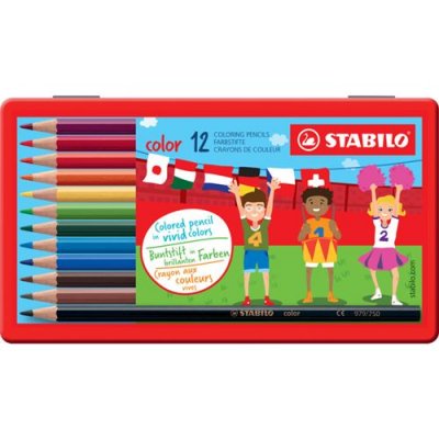 STABILO  Crayon de couleur color, hexagonal, &eacute;tui m&eacute;tal de 12