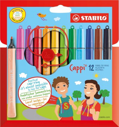 STABILO  Etui carton de 12 feutres de coloriage Cappi + 1 lacet
