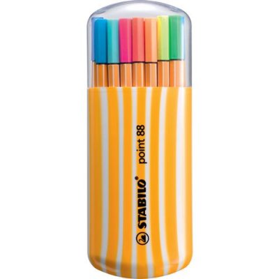 STABILO  &Eacute;tui Zebrui De 20 Fineliner &Agrave; Pointe Fine Point 88 N&eacute;on