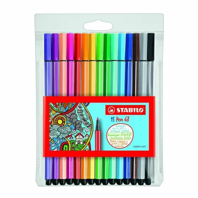 STABILO  fasermaler pen 68 15er kunststoff-etui par 1 feutres de coloriage  6815-1