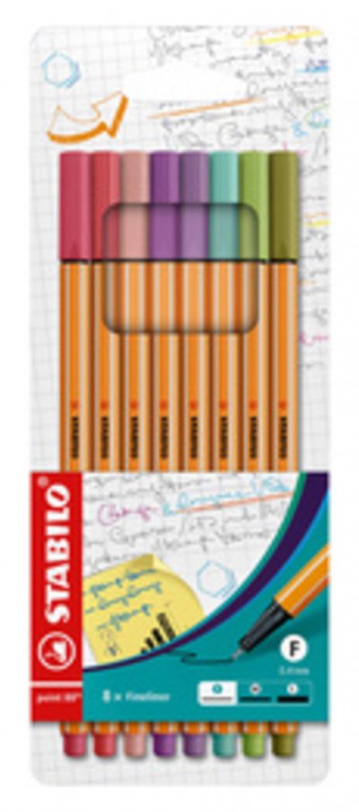 STABILO  Feutre &agrave; pointe fine point 88, &eacute;tui carton de 8 - Lot de 3