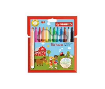 STABILO  Feutre Trio Jumbo, &eacute;tui en carton de 12 - Lot de 4
