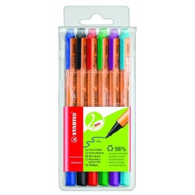 STABILO  green pochette de 6 stylos-feutres 0,8 mm couleurs assorties 216834