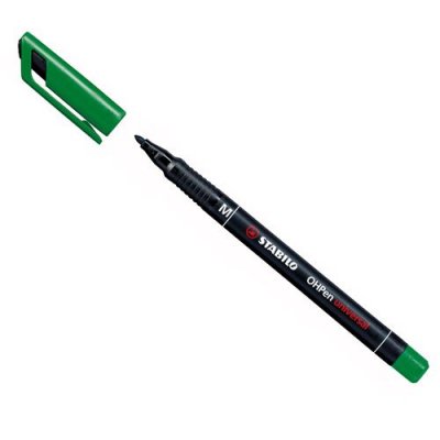 STABILO  Lot de 3 Marqueurs OHPen permanent pointe moyenne 1 mm vert