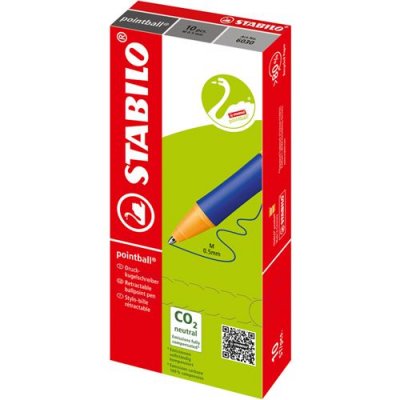 STABILO  Lot de 3 Stylos Bille R&eacute;tractable POINTBALL Trac&eacute; 0,5 mm Vert