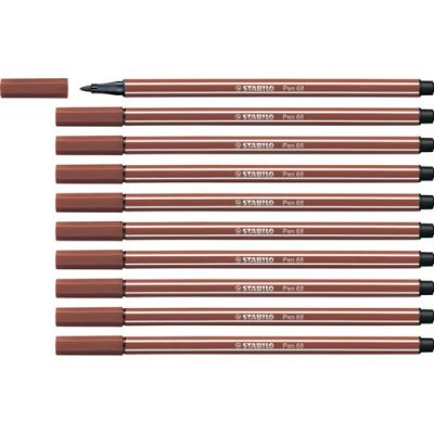 STABILO  Lot de 3 Stylos feutre Pen 68, largeur du trac&eacute;: 1,0 mm,sienne