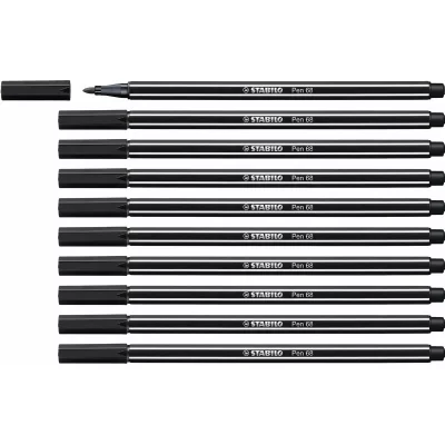 STABILO  pen 68 feutre noir lot de 10