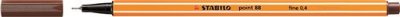 STABILO  Point 88-0,4 mm Bo&icirc;te de 10 stylos &agrave; pointe fine Marron