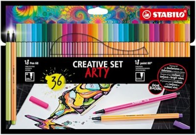 STABILO  Set cr&eacute;atif point 88/Pen 68 ARTY, &eacute;tui carton de 36
