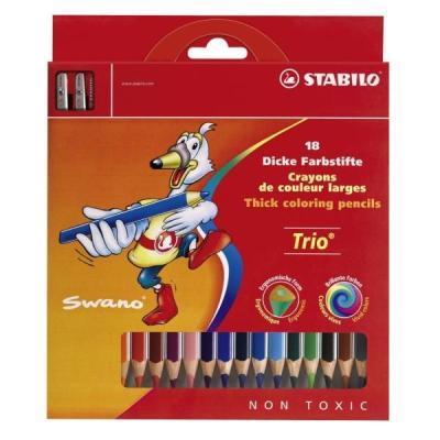 STABILO   crayon de couleur triangulaire trio &eacute;pais, &eacute;tui noir