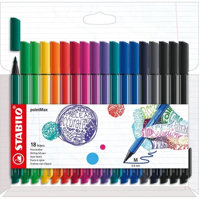 STABILO  Stylo-feutre pointMax, &eacute;tui carton de 18