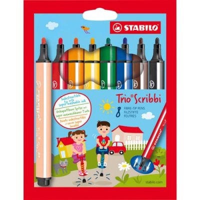 STABILO  Stylo Feutre Trio Scribbi, Etui Plastique De 8