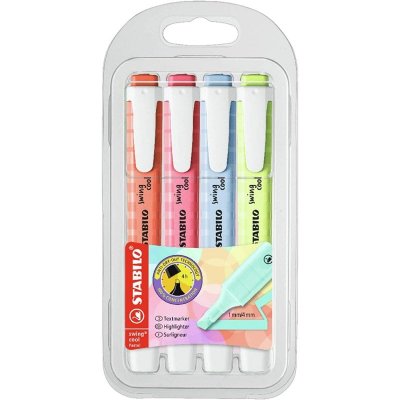 STABILO  Surligneur swing cool Pastel Edition, &eacute;tui PET de 4 - Lot de 3
