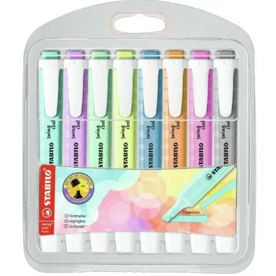 STABILO  Surligneur swing cool Pastel, &eacute;tui en PET de 8 - Lot de 2