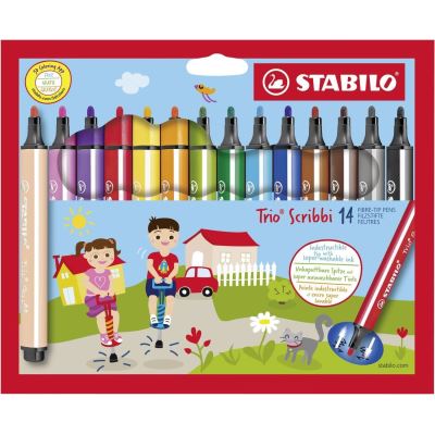 STABILO  Trio Scribbi feutre triangulaire Pointe &ndash; Couleurs assorties (Lot de 14)