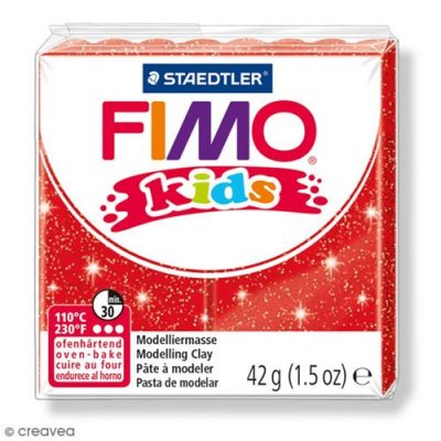 FIMO Staedtler -  kids - Pain P&acirc;te &agrave;&nbsp; Modeler 42 g Rouge Paillet&eacute;