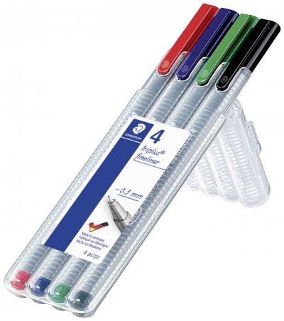 STAEDTLER  - Fineliner triplus, couleurs assorties, &eacute;tui de 4 