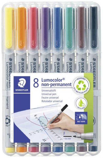 STAEDTLER  Marqueur non permanent 316F Lumocolor, &eacute;tui de 8 - Lot de 2