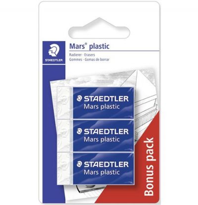 STAEDTLER  Pack de 2 + 1 mini gommes Mars plastic 