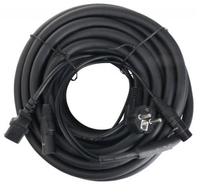 PRONOMIC Stage EUIECX-15 Connecteur de C&acirc;ble Hybride Schuko &agrave; la Prise IEC, XLR/XLR 15m