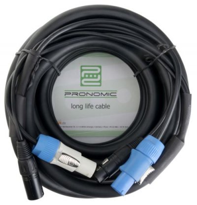 PRONOMIC Stage PPD-10 C&acirc;ble Hybride Powerplug/DMX Powercon compatible + DMX 3 p&ocirc;les, 10m