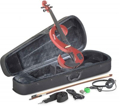 STAGG  EVN 4/4 MRD Violon &eacute;lectrique + Casque + Etui Rouge M&eacute;tallique
