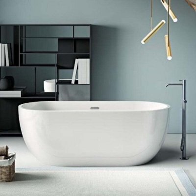 Stano. - Baignoire &icirc;lot design ovale boston blanche 142 cm - Blanc