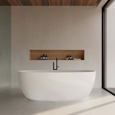 Stano. - Baignoire &icirc;lot design ovale denver blanche 150 cm - Blanc