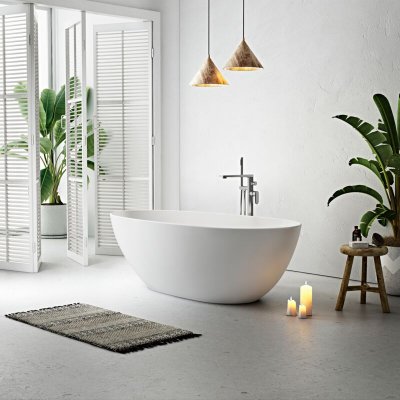 Stano. - Baignoire &icirc;lot design ovale florida blanche 180 cm Mat - Mat