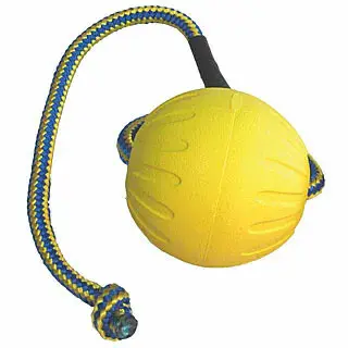 DIFAC Starmark Swing & Fling Durafoam Fetch Ball On A Rope Jaune M