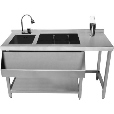 Station Bar &agrave; Cocktail Professionelle 135cm x 68cm Restaurant Caf&eacute; Inox 304 67L