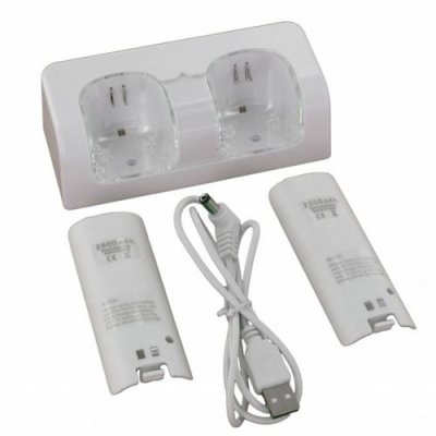 GENERIQUE Station de charge 2 Wiimotes + 2 batteries 2800 mah pour manette Nintendo Wii WiiU