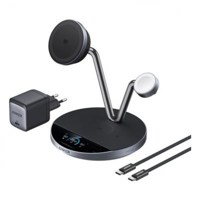 ANKER Station de charge  Qi2 25 W 3-en-1 magn&eacute;tique