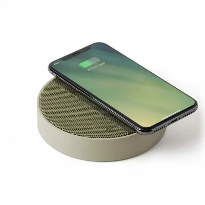 LEXON Station de charge sans fil & Enceinte Bluetooth 5W Gris Clair/Vert