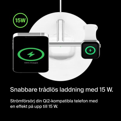 BELKIN Station de chargement Qi2 Blanc 3 en 1 