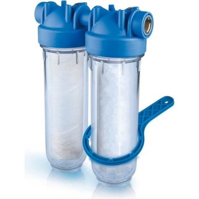 AQUAWATER Station filtre double nu - Taille standard 10"" - avec cl&eacute; de d&eacute;serrage