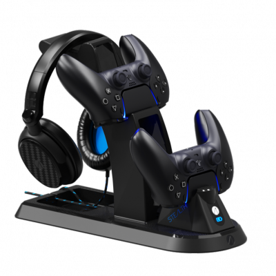 JUST FOR GAMES Station Gaming Stealth Ultimate avec Casque pour PS5 Noir