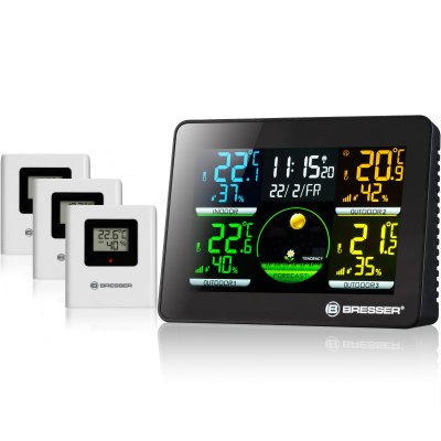 BRESSER Station m&eacute;t&eacute;o  Thermo Hygrom&egrave;tre Quadro NLX Noir