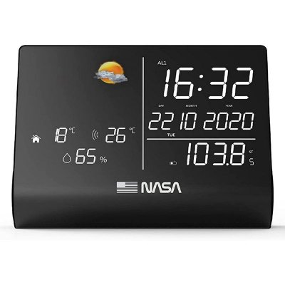 NASA Station m&eacute;t&eacute;o et enceinte Bluetooth  WSP1300 avec radio-r&eacute;veil Noir